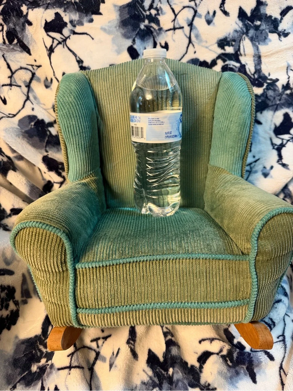 Vintage Green Corduroy Mini Accent Armchair - Perfect For Dolls or Bear Decor